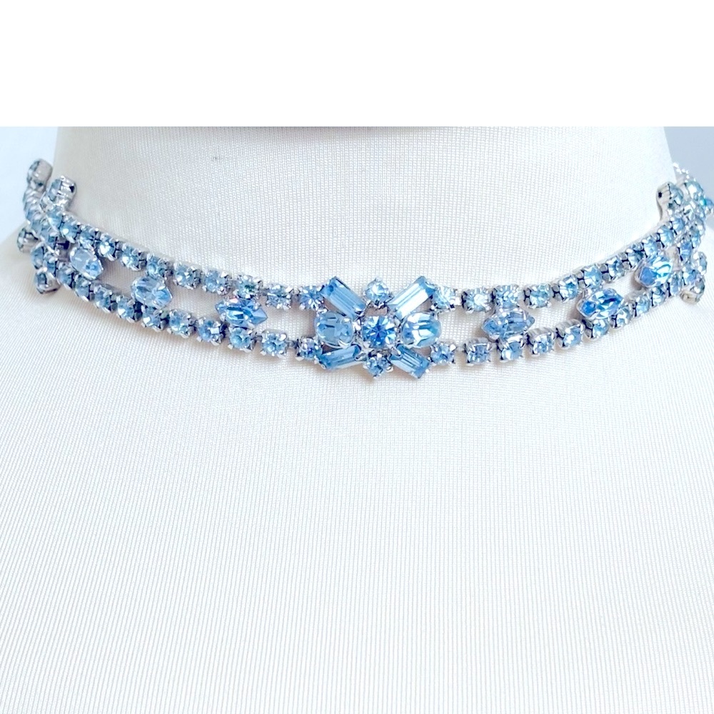Vintage Ice Blue Choker Necklace 1950s